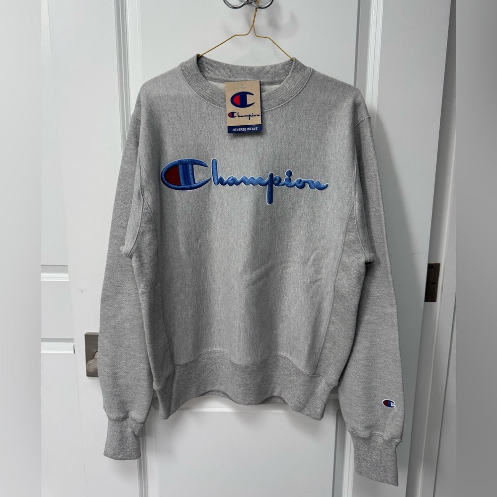 Champion Gray and Blue Crewneck Sweater